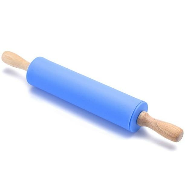 Non-stick Silicone Rolling Pin With Wood Handle Kitchen Tool For Kid 